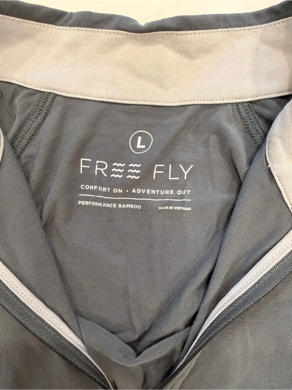 Free Fly Men’s Large Bamboo Performance Quarter Zip Pullover Blue Gray Stretch - Picture 3 of 9